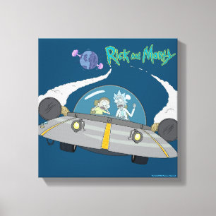 RICK EN MORTY™ Vliegen in ruimtevaart Canvas Afdruk