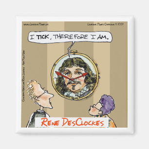 Rick Londen Cartoons Descartes Klok Comic Magneet
