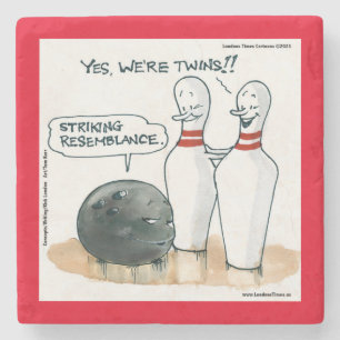 Rick Londen Cartoons Grappige Bowling Comic Stenen Onderzetter