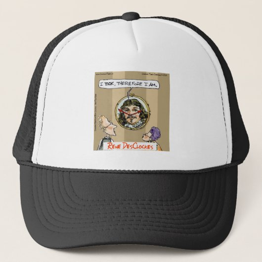 Rick London Cartoons Funny Descartes Klok Trucker Pet (Voorkant)