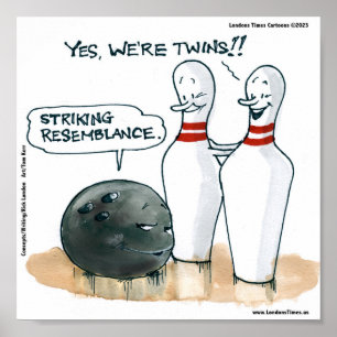 Rick London Cartoons Grappige Bowling Comic Poster