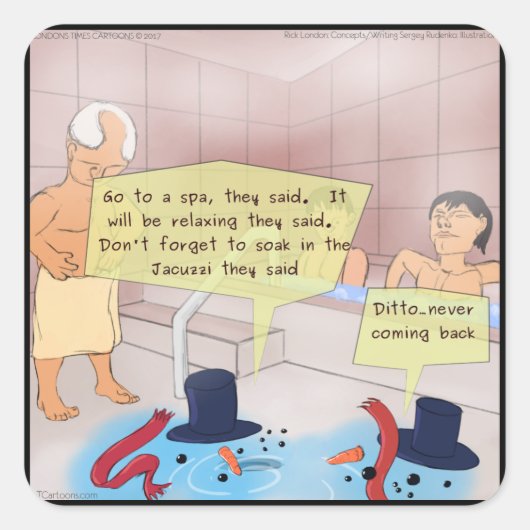 Rick London Comic Snowman Funny Gifts Vierkante Sticker (Voorkant)