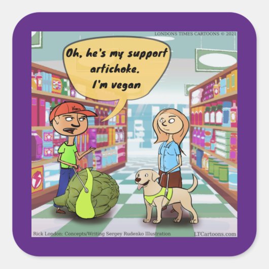 Rick London Emotional Support Artichoke Comic Vierkante Sticker (Voorkant)