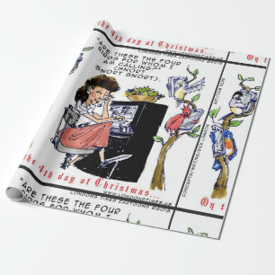 Rick London Ernestine Calling Birds Kerstmis Cadeaupapier
