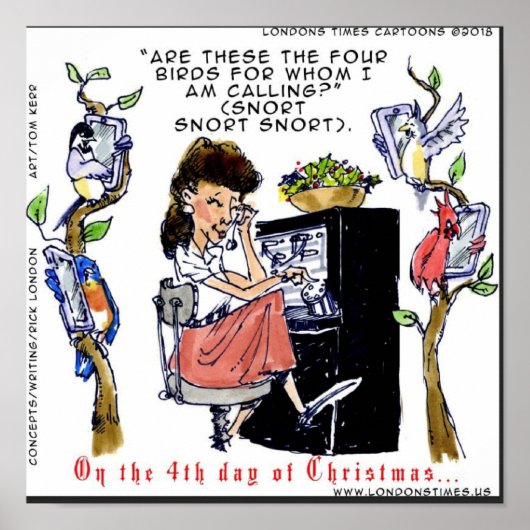 Rick London Ernestine Kerstzang Vogels Xmas Poster (Voorkant)