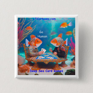 Rick London Fish Spelen "Go Fish" Kaart Game Comic Vierkante Button 5,1 Cm