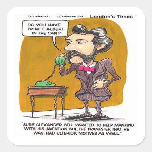 Rick London Funny Alexander Bell Phone Prank Vierkante Sticker (Voorkant)