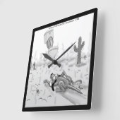 Rick London Funny Chien Mirage Carré Horloge mural (Angle)