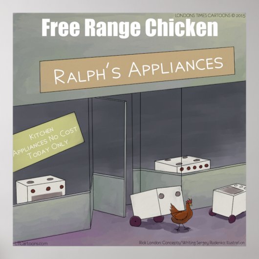 Rick London Funny Free-Range Chicken Poster (Voorkant)