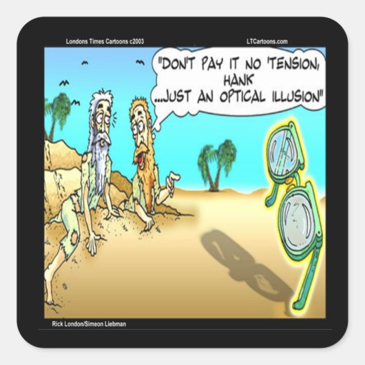 Rick London Funny Optical Optometrist Illusion Vierkante Sticker (Voorkant)