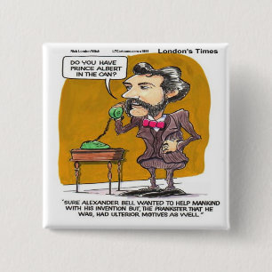 Rick London Grappige Alexander Bell Telefoon Grap Vierkante Button 5,1 Cm