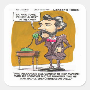 Rick London Grappige Alexander Bell Telefoon Grapj Vierkante Sticker