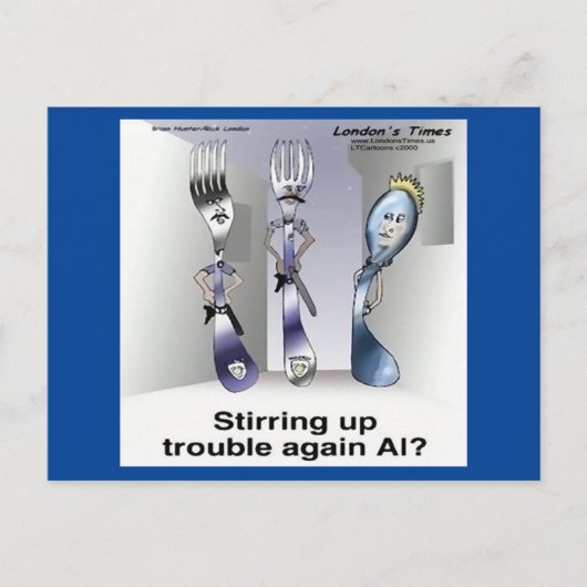 Rick London Grappige Silverware Politie Briefkaart (Voorkant)