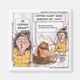 Rick London Prehistorische Koffie Grappige Cartoon Magneet
