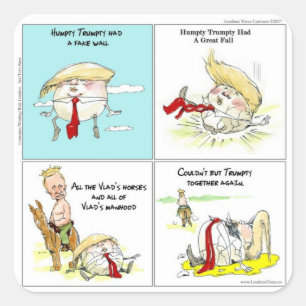 Rick London "Trumpty Dumpty" Grappig Trump Cadeau Vierkante Sticker