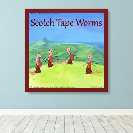 Rick London Worms uit Scotland Funny Canvas Afdruk (Insitu (Houten vloer))