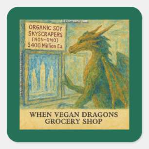 Rick Londons Vegan Draak Boodschappen Doen Grappig Vierkante Sticker