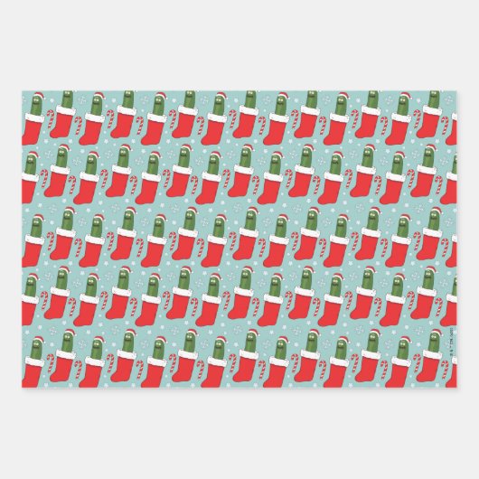 Rick & Morty Christmas Pickle Rick Pattern Inpakpapier Vel (Voorkant 2)