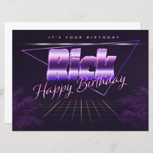 Rick Name Prénom lila retro Carte Anniversaire