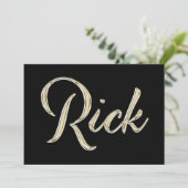 Rick Name white gold Handwriting Karte Kaart (Staand voorkant)
