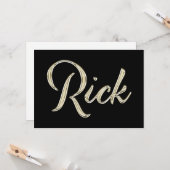 Rick Name white gold Handwriting Karte Kaart (Voorkant / Achterkant in situ)