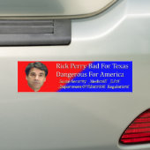 Rick Perry Bad voor America Bumpersticker (Op auto)