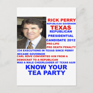 Rick Perry, gouverneur van de Tea Party van Texas Briefkaart