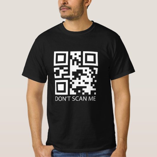 Rick roll grappige QR scan code scan me niet T-shirt (Voorkant)