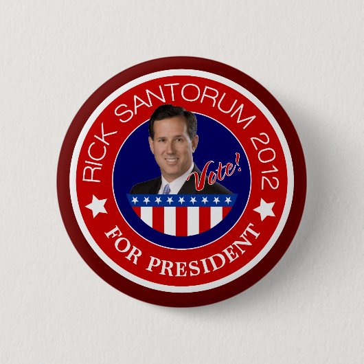 Rick Santorum 2012 Ronde Button 5,7 Cm (Voorkant)