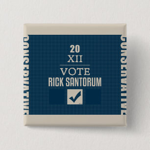 Rick Santorum 2012 Vierkante Button 5,1 Cm