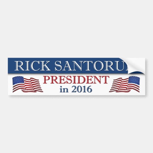 Rick Santorum President in 2016 Bumpersticker (Voorkant)