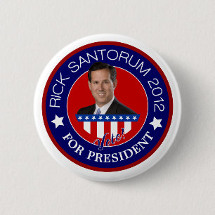Rick Santorum voor President 2012 Ronde Button 5,7 Cm