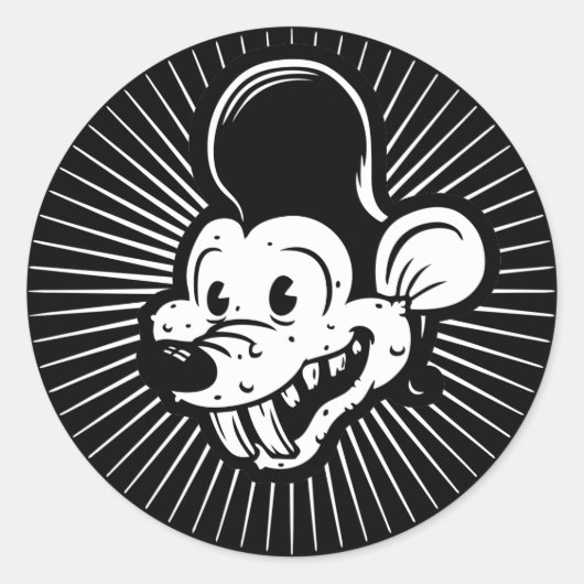 Ricky Rodent Ronde Sticker (Voorkant)