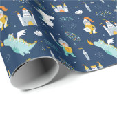 Ridder Dragon Castle Childish Patroon Cadeaupapier (Rol Hoek)