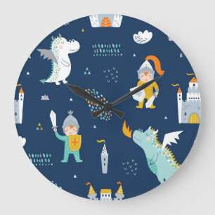 Ridder Dragon Castle Childish Patroon Grote Klok