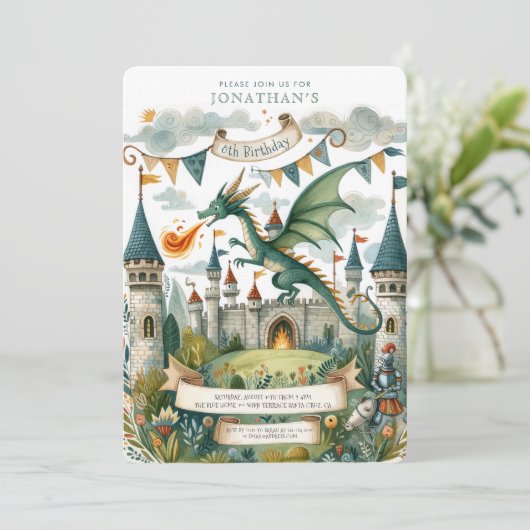 Ridder en Draak Koninklijke Middeleeuwse Jongen Ve Kaart (Staand voorkant)