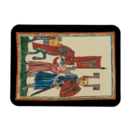 Ridder en schildknaap, 14e-eeuwse middeleeuwse kun magneet (Horizontaal)