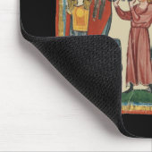 Ridder en schildknaap, 14e-eeuwse middeleeuwse kun muismat (Hoek)