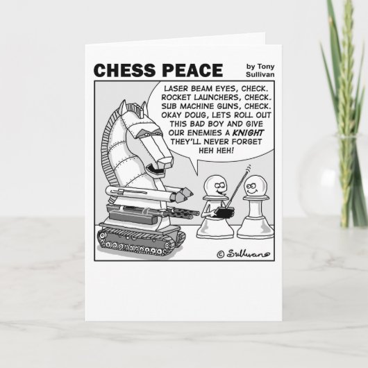 Ridder herinnert zich de Chess Peace Cartoon Kaart (Voorkant)