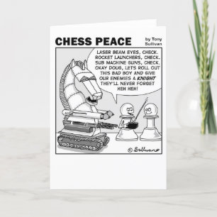 Ridder herinnert zich de Chess Peace Cartoon Kaart