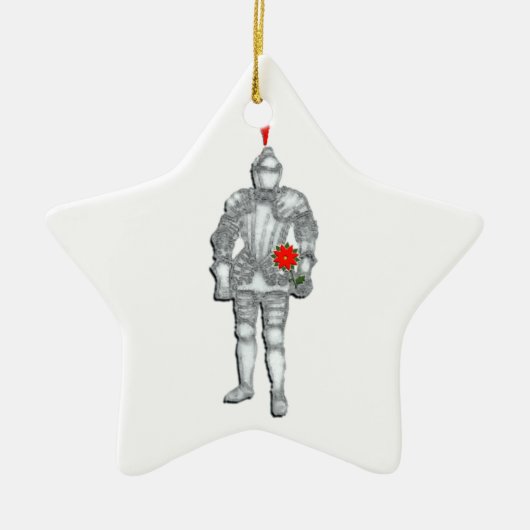 Ridder in glanzende harnas keramische kerstbal keramisch ornament (Voorkant)