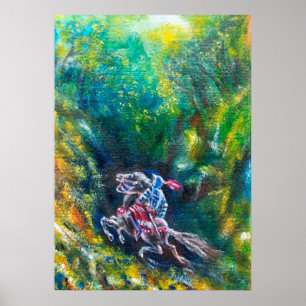 RIDDER LANCELOT, PAARDRIJDEN IN GROEEN BOS POSTER