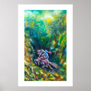 RIDDER LANCELOT, PAARDRIJDEN IN GROEIEN BOS POSTER