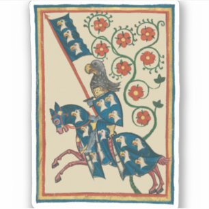 Ridder met adelaar heraldiek, 14e eeuw middeleeuws sticker