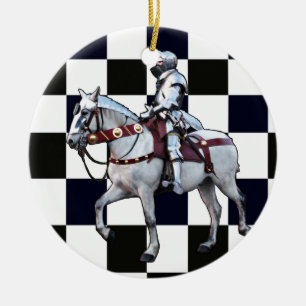 Ridder op wit paard met de raad van het Schaak Keramisch Ornament