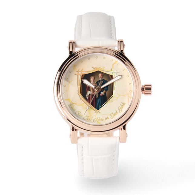 Ridder Wapen Middeleeuws Ouderwets Cadeau Horloge (Voorkant)