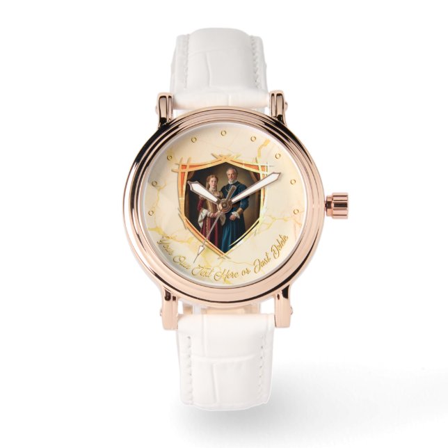 Ridder Wapen Middeleeuws Ouderwets Cadeau Horloge (Voorkant)