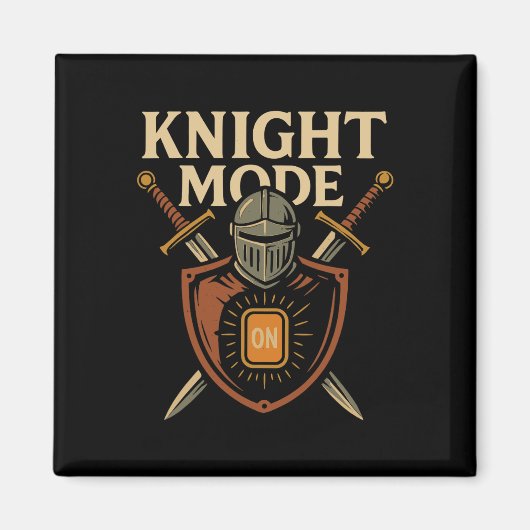 Riddermodus Aan Grappig Middeleeuws Zwaard Schild Magneet (Voorkant)