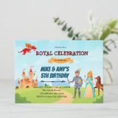 Ridderprinses verjaardag broer of zus kaart (Staand voorkant)