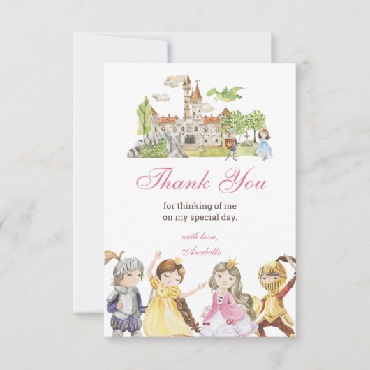 Ridders en Prinsessen Verjaardag Bedankkaart (Voorkant)